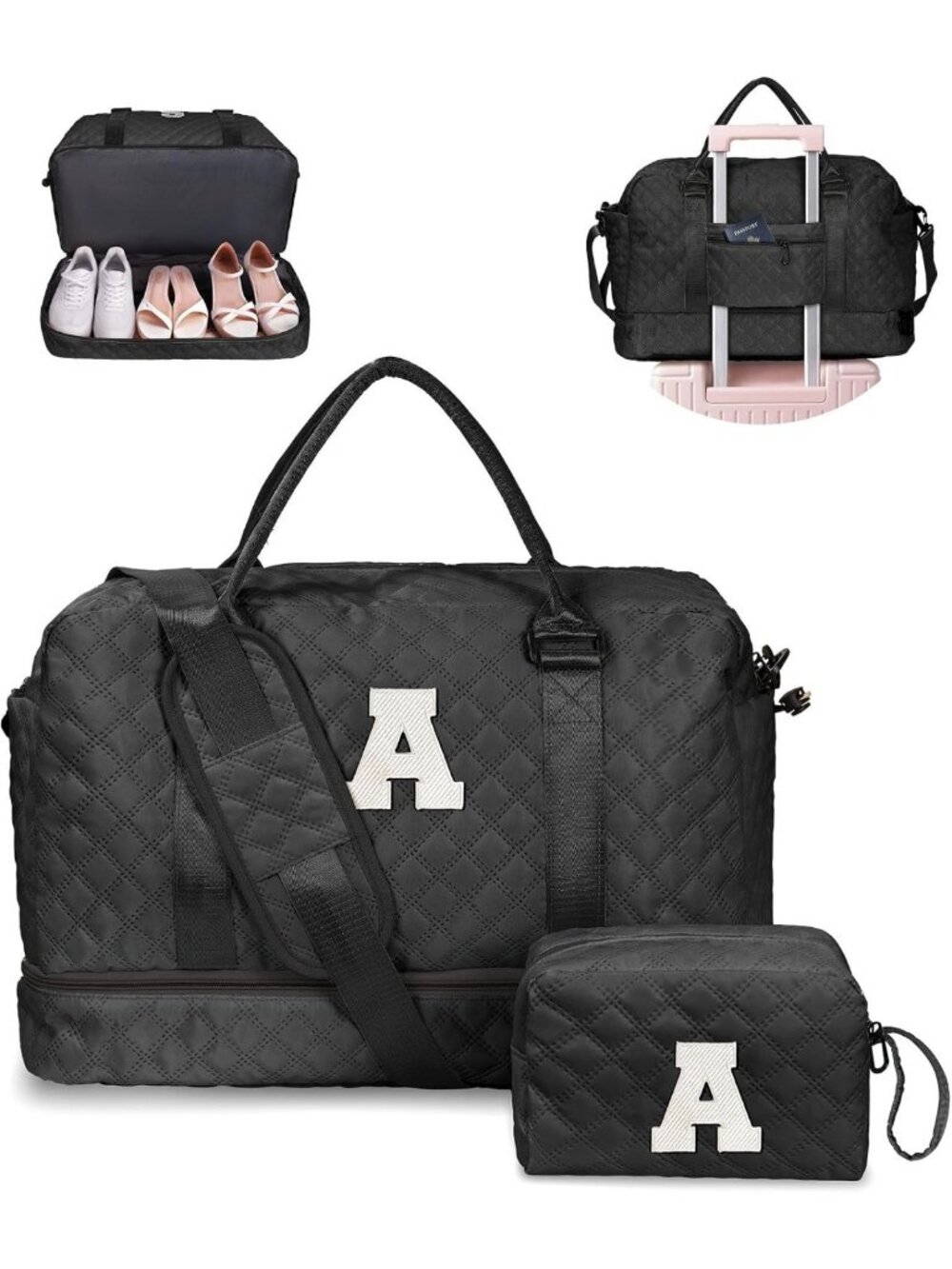 Trendy Overnight Duffle Bag for Women - Personalized Initial Travel Tote